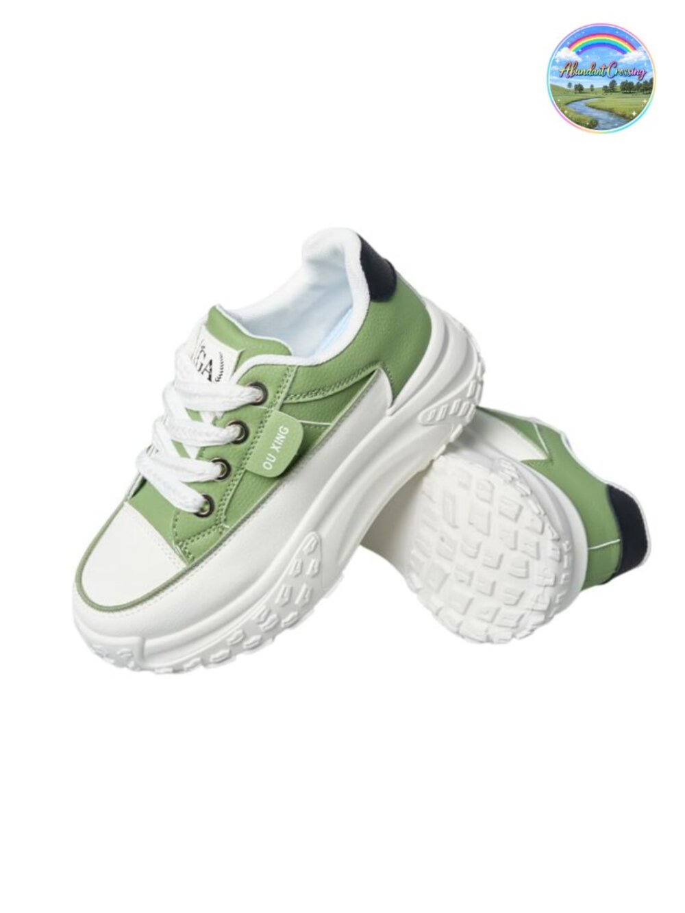 Chouiss Women's Faux Leather Lace-Up Non Slip Sneakers